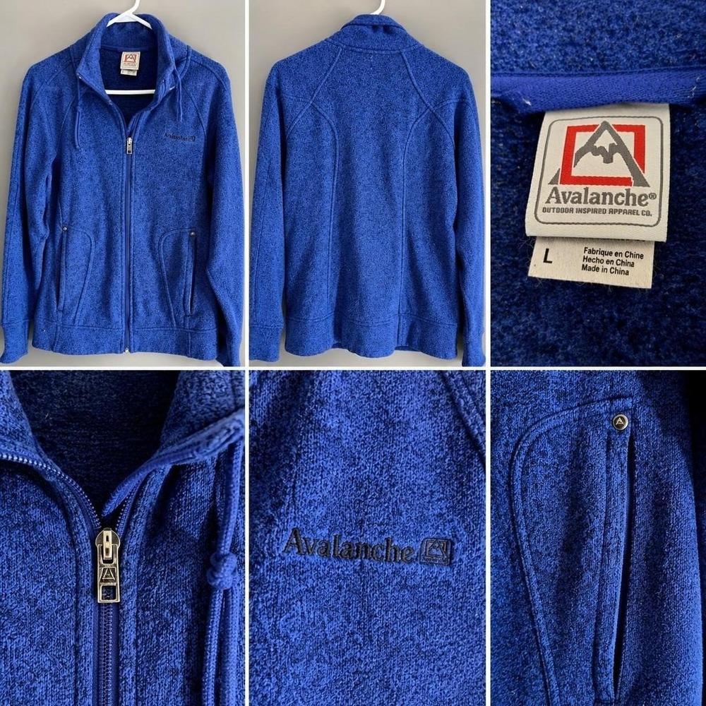 Avalanche Outdoor Supply Blue Fleece Jacket Large Full Zip Outdoor Gorpcore
